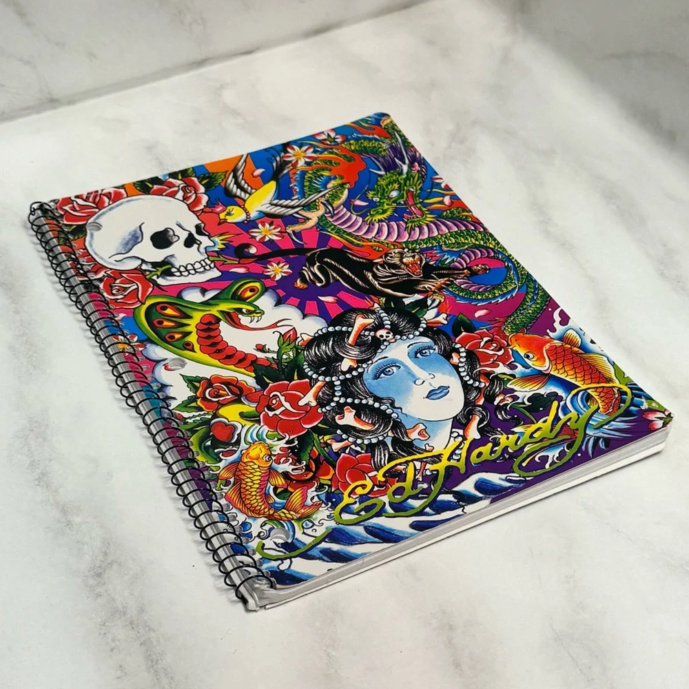 Vintage Lisa Frank x Ed Hardy Tattoo Art Spiral Notebook